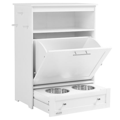 Pet Feeding Station Cabinet with Storage & Pull-Out Bowls