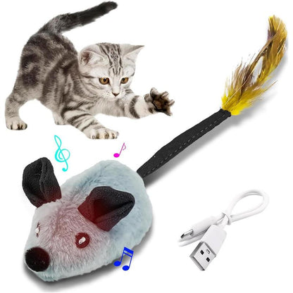 Interactive Cat Toy Mouse with LED Lights – USB Rechargeable Automatic Moving Toy