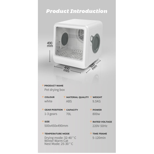 Automatic Pet Dryer Room for Cats & Dogs