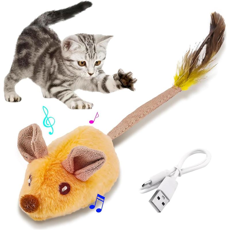 Interactive Cat Toy Mouse with LED Lights – USB Rechargeable Automatic Moving Toy