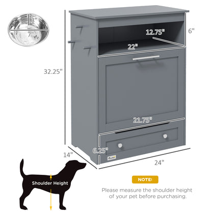 Pet Feeding Station Cabinet with Storage & Pull-Out Bowls