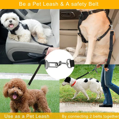 2-Pack Adjustable Pet Safety Seat Belts – Dog & Cat Car Restraints