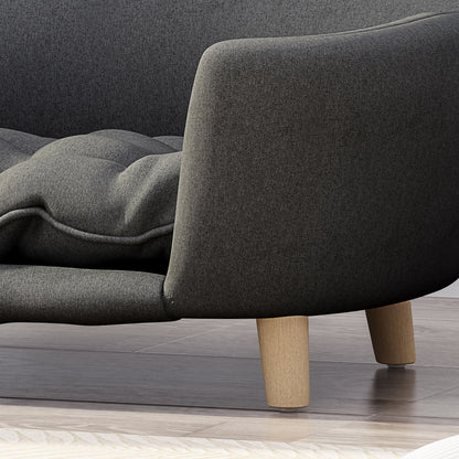 Mid-Century Modern Small Dog Bed with Tufted Cushion