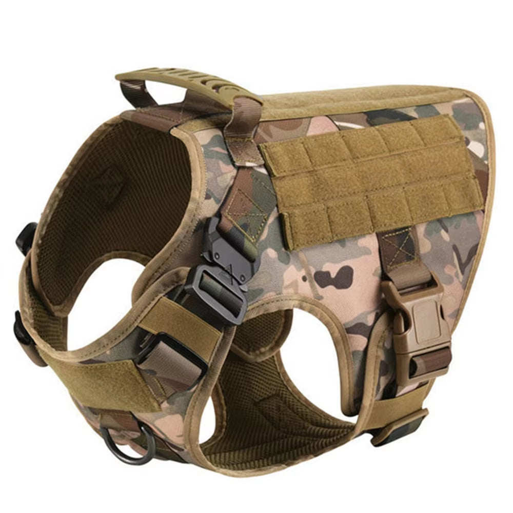 Luxury Tactical Dog Harness & Leash Set – 1000D Nylon Camouflage Training Vest