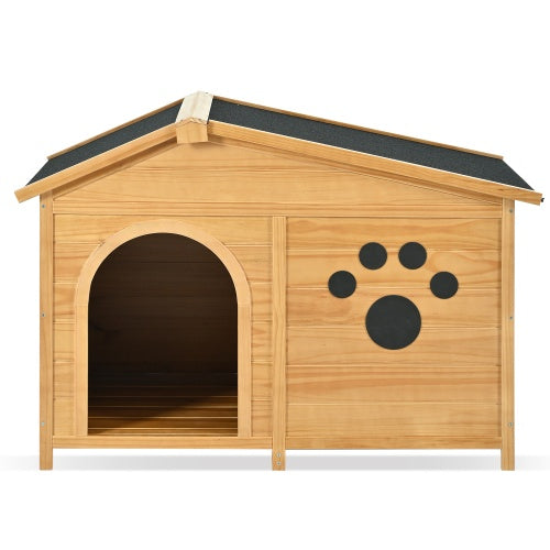48" Wooden Dog House with Porch – Weather-Resistant Outdoor & Indoor Kennel, HandMade Natural Finish