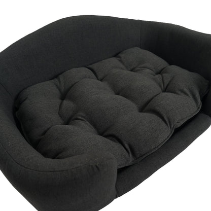 Mid-Century Modern Small Dog Bed with Tufted Cushion