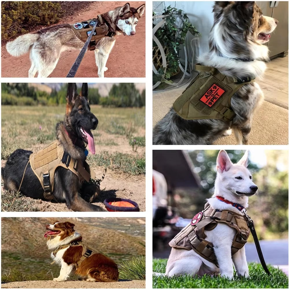Luxury Tactical Dog Harness & Leash Set – 1000D Nylon Camouflage Training Vest