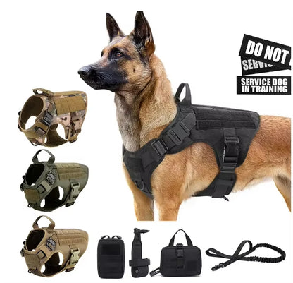 Luxury Tactical Dog Harness & Leash Set – 1000D Nylon Camouflage Training Vest