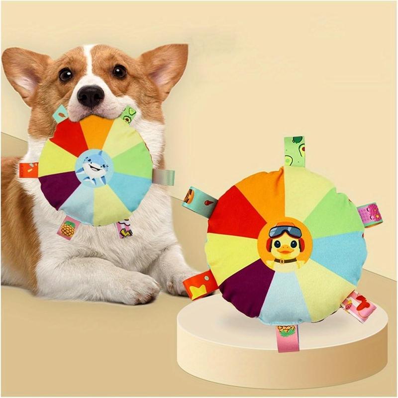 Plush Dog Flying Disc Toy – Interactive Tug-of-War & Chew Toy with Bell