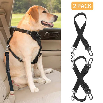 2-Pack Adjustable Pet Safety Seat Belts – Dog & Cat Car Restraints