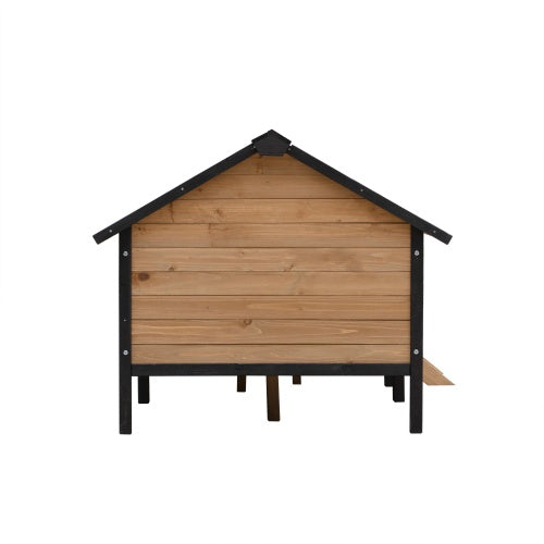 Cabin-Style Wooden Dog House with Porch for Large Dogs