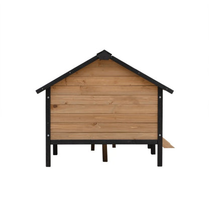 Cabin-Style Wooden Dog House with Porch for Large Dogs
