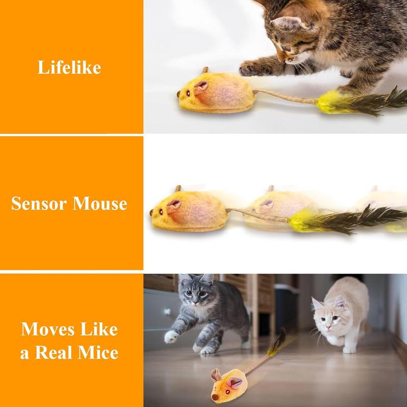 Interactive Cat Toy Mouse with LED Lights – USB Rechargeable Automatic Moving Toy