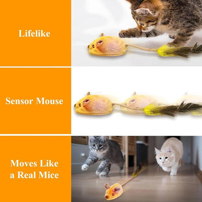 Interactive Cat Toy Mouse with LED Lights – USB Rechargeable Automatic Moving Toy