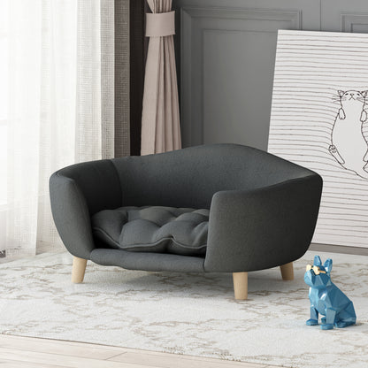 Mid-Century Modern Small Dog Bed with Tufted Cushion