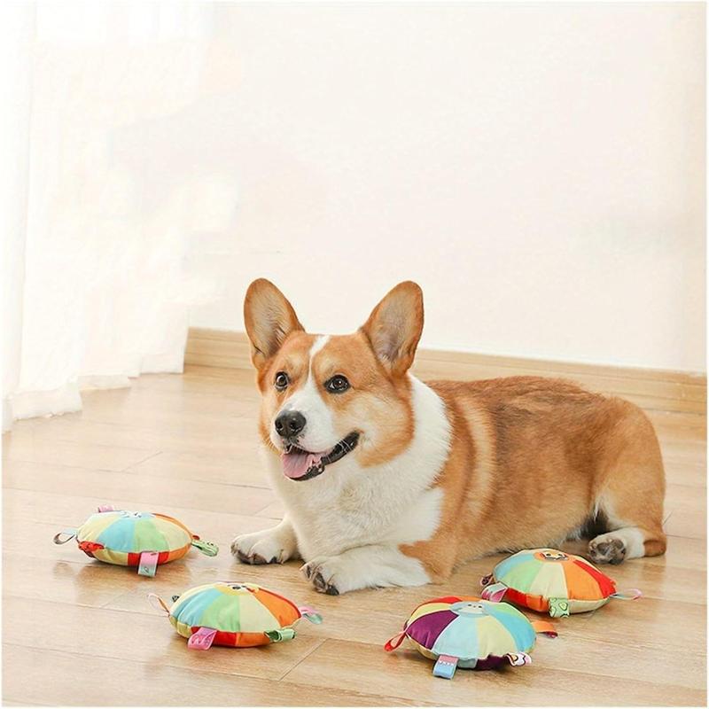 Plush Dog Flying Disc Toy – Interactive Tug-of-War & Chew Toy with Bell