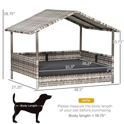 Outdoor Rattan Dog Sofa Bed with Cushion – Pet Cabana Style