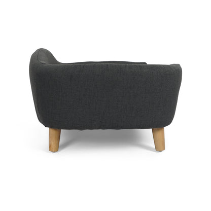 Mid-Century Modern Small Dog Bed with Tufted Cushion
